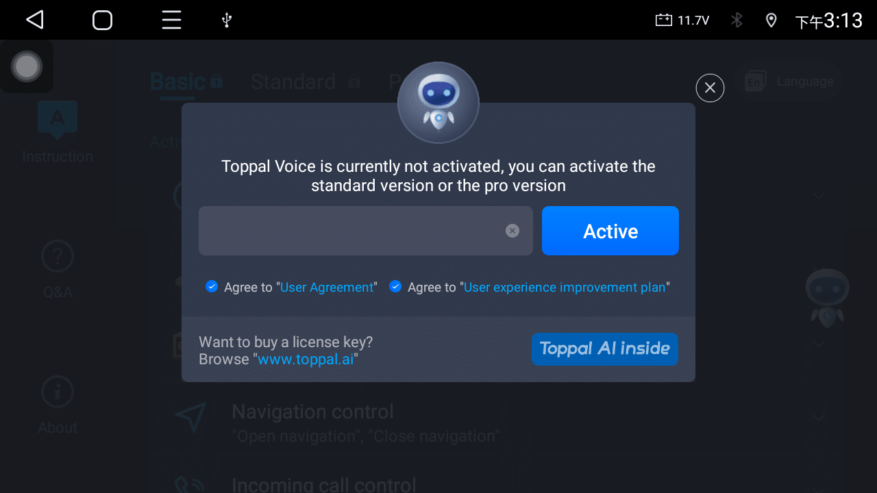 Pantalla de activación por voz Toppal