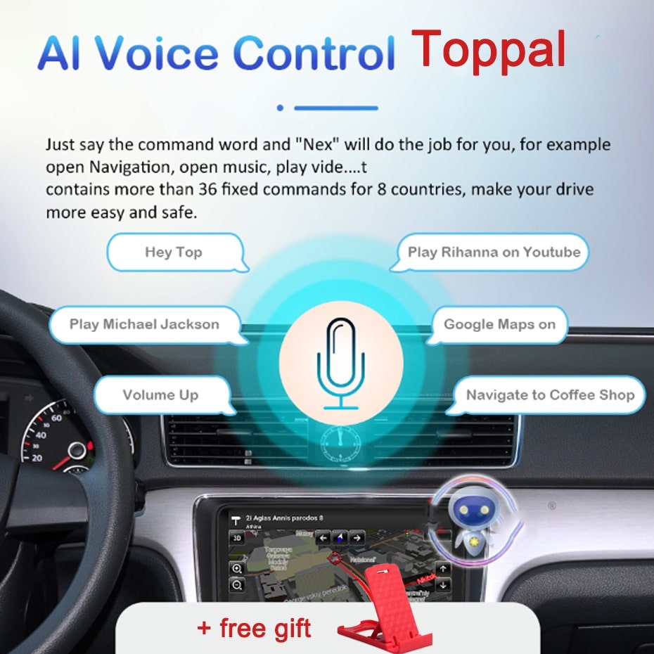 Steuern Sie Ihr Android-Autohauptgerät mit dem Toppal AI-Sprachassistenten