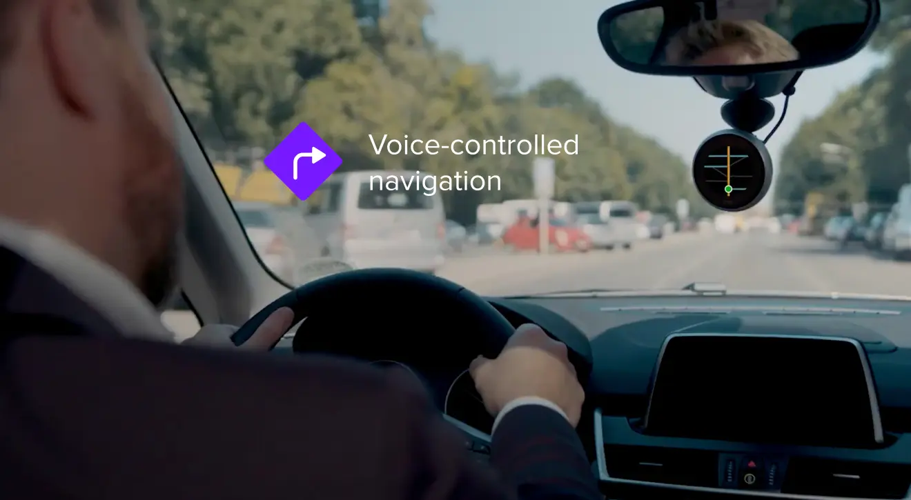 User interacting with Toppal Voice assistant inside the vehicle for multitasking