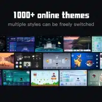 Theme preview library inside iLauncher Pro showing multiple car launcher themes